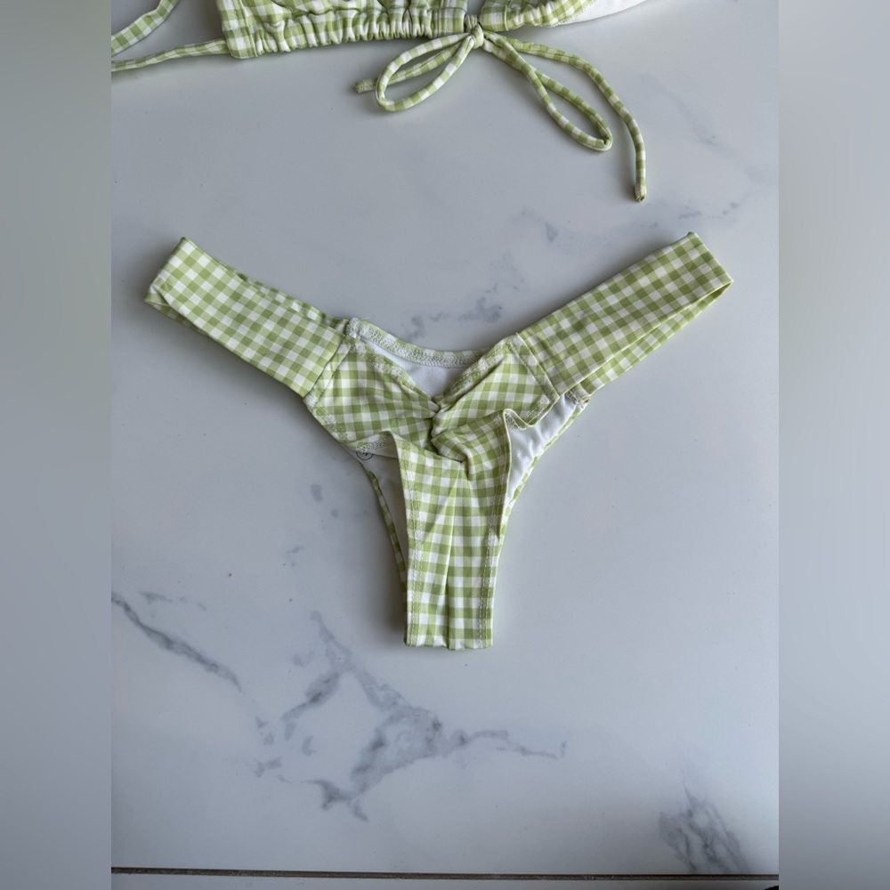 Montce Green Gingham Triangle Bikini Set - Picture 4 of 6